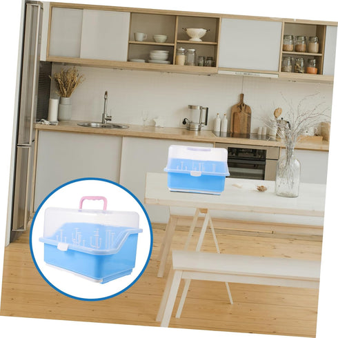BESPORTBLE Box Portable Bottle Storage Box with Cover Multi Functional Milk Bottle Drying Rack Organizer for Straws