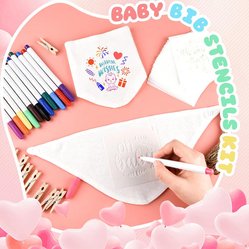 165 Set 36 36 80 12 1 NACHLYNN Pcs White Baby Bibs Baby Shower Games Including Blank Baby Bibs Stencils Clothespins