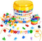 278 Pcs Lacing Letters Beads, Lowercase Alphabet Learning Toys, 10 Color Rainbow