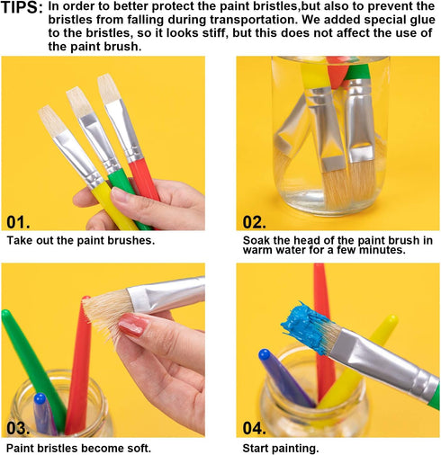 Paint Brushes for Kids, 10 Pcs Big Washable Chubby Toddler Paint Brushes, Easy to Clean & Grip for Acrylic Paint