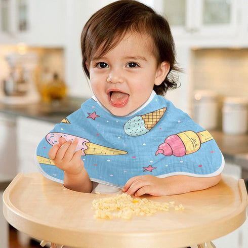 YETTASBIN Ice Cream Cone Muslin Baby Burp Cloth, Super Soft Absorbent Cotton Burp Rag Baby Bibs Feeding Cloth