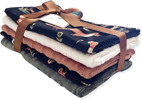 Set 5 MEG ORIGINAL Baby Boy Minky Burp Cloth of ( Forest Friends ) Handmade in The USA