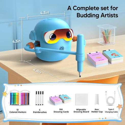 NAUQUOHZ 3 4 5 6 7 8 100 Cards,16 Drawing Robot for Kids Montessori Painting Toys for Year Old, Voice Interactive
