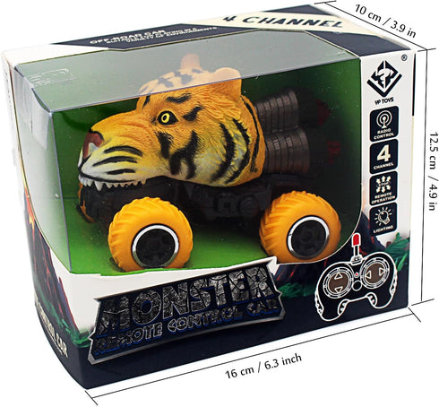 Tipmant Cute RC Car: Remote Control Vehicle Toys for Kids, Realistic Animal Birthday Gifts (Yellow Tiger)