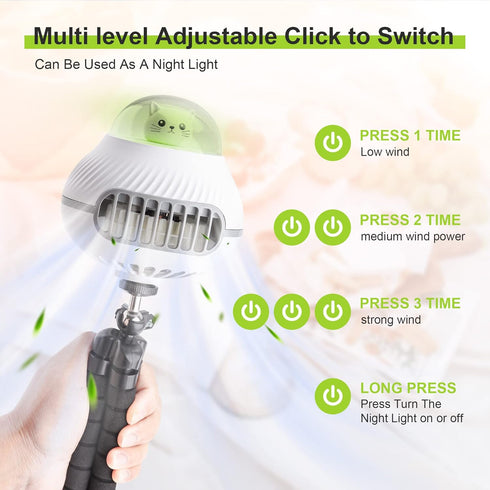 Portable Ultra-Low Noise Baby Stroller Fan, Rechargeable 2000mAh Battery Powered Fan for Baby Stroller
