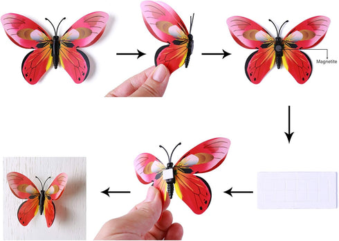 24pcs 3D Vivid Special Man-Made Lively Butterfly Art DIY Decor Wall Stickers for Nursery Decoration