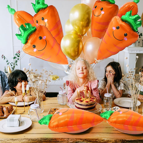 8 Pack Cute Carrot Balloons Farmer Vegetable Decoration Fruit Veggie Farm Food Party Supplies For Birthday Picnic