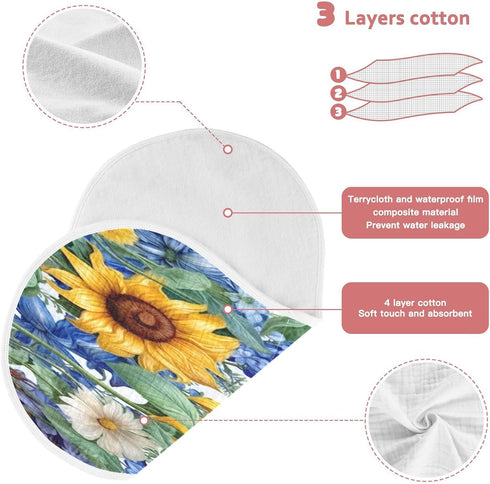YETTASBIN Sunflower Muslin Baby Burp Cloth, Super Soft Absorbent Cotton Burp Rag Baby Bibs Feeding Cloth for Newborn
