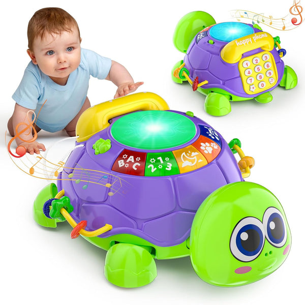 INNOSKY Baby Toys 6-12 Months, Musical Turtle Crawling Tummy Time Development Light