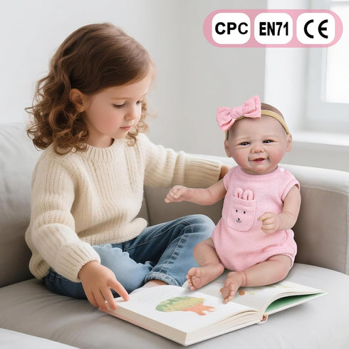 Set 3+, Aori Realistic Reborn Baby Dolls - Weighted Lifelike Newborn Baby Girl with Flexible Limbs, Cute Soft Body
