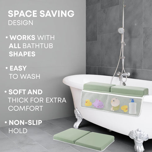 PURELYDOT Elbow Set Comfortable Baby Bath Kneeler & Rest Pad Extra Thick Foam Cushion with Toy Organizer Non-Slip