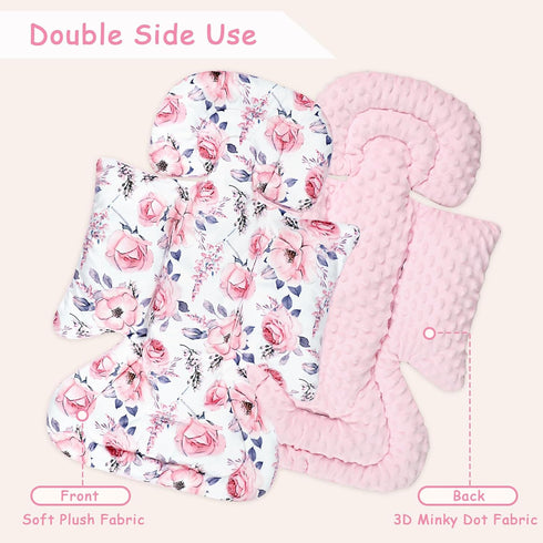 3 Set, 3 1 SWESEN Infant Car Seat Insert with Strap Covers Car Seat Head Support Baby for Girls, Soft in Baby Car Seat