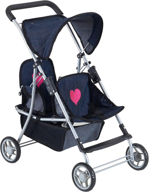 The New York Doll Collection First Twin Stroller - Cutest Heart Design