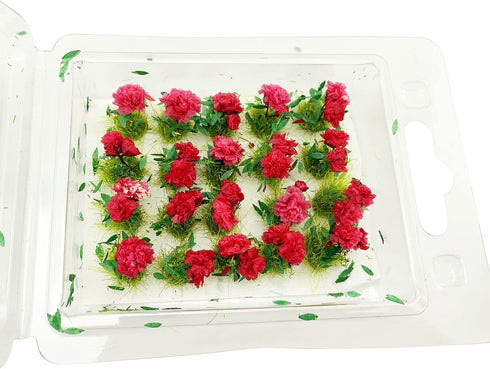 20Pcs Miniature Flower Cluster Grass Flower Tufts - Red Flower Tufts for Mini Dollhouse, Fairy Garden, Railway Scenery