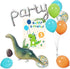 40 Pack Dinosaur Balloons, 12 Inch Orange Light Blue Fruit Green Latex with Confetti for Baby Shower Party