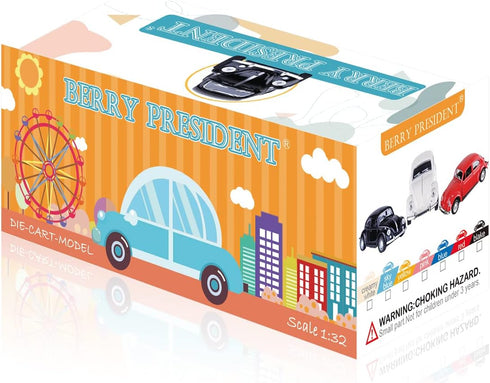 Berry President 1967 Classic Beetle Bug Vintage Diecast Metal Pull Back Car Model Toy (Beige) for Kids/Gift