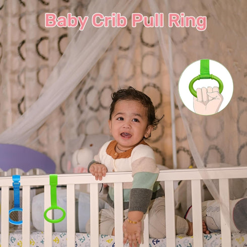 Baby Pull Up Rings, 6PCS Pull Up Rings for Playpen, Baby Crib Hanging Rings, Infant Toddler Walking Assistant