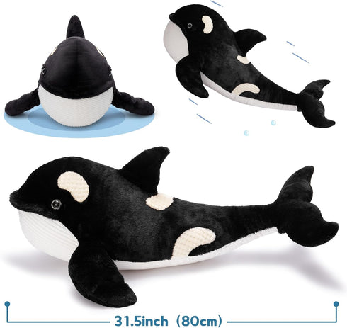 31.5Inch MorisMos Orca Stuffed Animal, Realistic Stuffed Orca Plush Toy, Soft Killer Whale Stuffed Animal Toy Sea