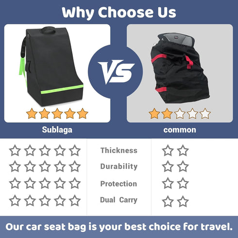 Sublaga 600D 2pcs Car Seat Bags For Airplane Travel, Thickening Oxford Cloth Durable Car Seat Travel Bag For Air Travel