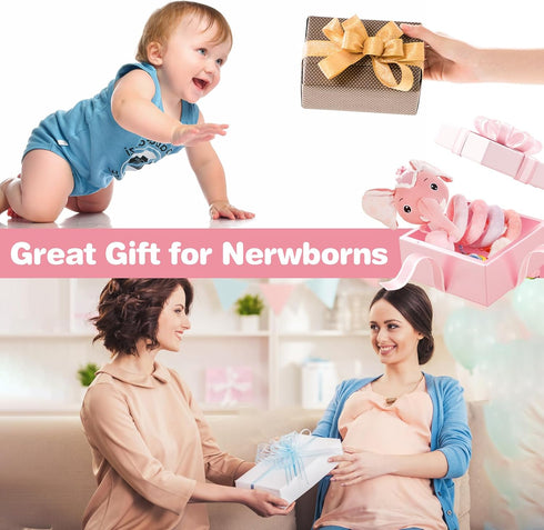 Baby Toys 0-6 Months, Spiral Plush Car Seat Toys for Crib, Sensory Squeaker Teether Rattles, Ideal Gifts for 0-12 Months
