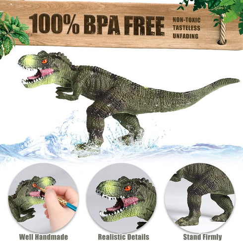 OENUX Dinosaur Toys for Kids 3-5, 12pcs Realistic Jurassic Figures Playset with Educational Booklet for Boys Girls