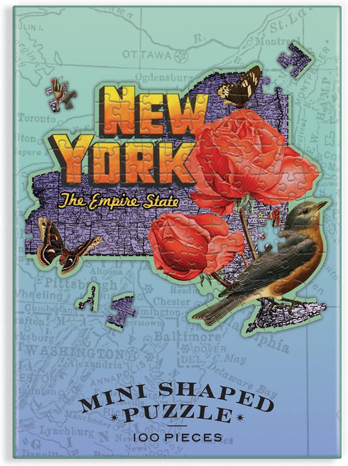 Wendy Gold New York Shaped Mini Puzzle - 100 Pieces - Die-Cut Jigsaw Puzzle