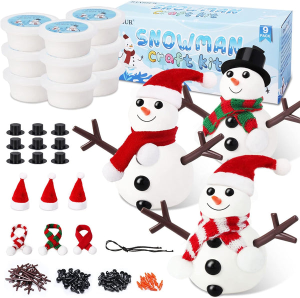 BANBBUR 9Pack Build a Snowman Kit, Snowman Crafts for Kids, DIY Christmas Stocking Stuffers