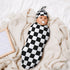 Tebjh Black and White Checkered Baby Stuff Swaddle Blanket Soft and Stretchy Newborn Swaddle Blankets Sack Receiving