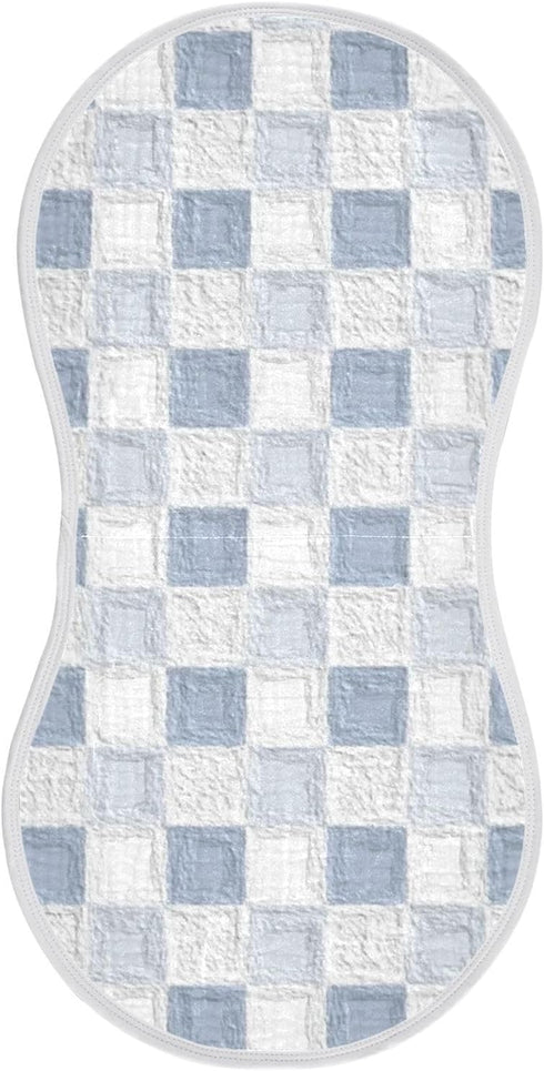 decor gift Cotton Burp Cloths Muslin Breathable Blue Checkered Pattern spit up Rags for