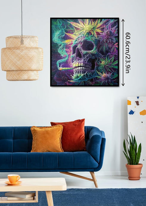 BBOLDIN 1000 Magic Horror Skeleton Puzzles for Adults Pieces, Colorful Skull Scary Art Flower Jigsaw Puzzles