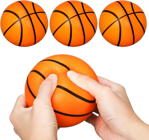Syhood 4 Pcs 4 Inch Foam Basketball Stress Balls, Squeeze Sports Ball for Kids Adults, Anxiety Relief Balls