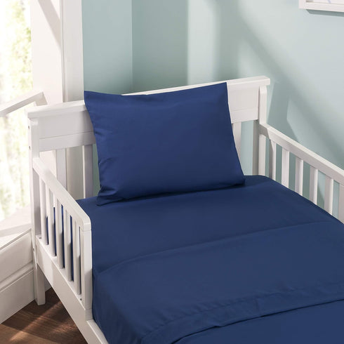 2-Pack Toddler Travel Pillowcases, 100% Soft Microfiber, Hypoallergenic, 14" by 20" Kids Pillowcases, Solid Navy