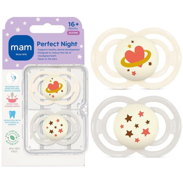 MAM Perfect Baby Pacifier 16+ Months, Extra Thin Nipple, Developed with Orthodontists,