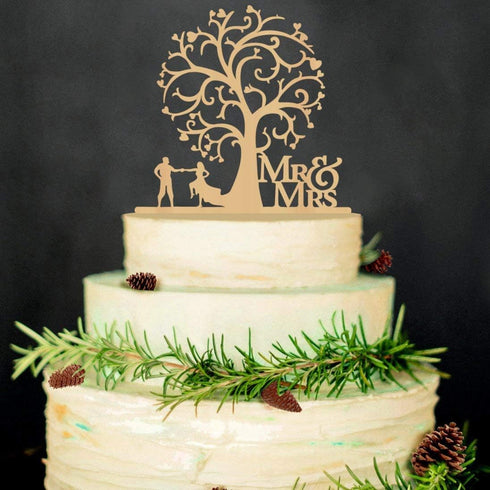 Mr and Mrs Cake Toppers, Funny Bride and Groom Rustic Wood Wedding Anniversary Party Decoration