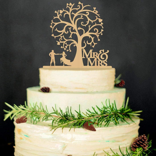 Mr and Mrs Cake Toppers, Funny Bride and Groom Rustic Wood Wedding Anniversary Party Decoration