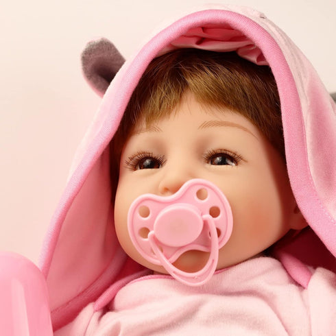 Lifelike Reborn Baby Dolls Girl, 16" Realistic Vinyl Silicone Toddler Soft Body Newborn Gift Set, 3 Years+