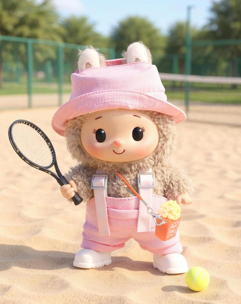 Set 6.69''/17cm Clothes for Labubu Clothes (NO Doll) fit Doll Clothes, Premium Outfit with Accessories, Pink-Popcorn