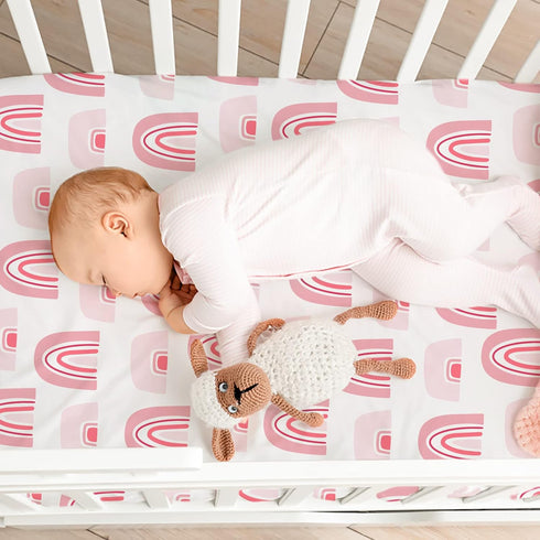 4 Pack, Cozy 32"x16"(Love) Gllquen Baby Bassinet Sheets Breathable Fitted Mattress Sheet, Elastic Travel Crib