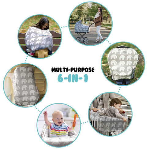 MoM-me Nursing Cover, Multi use for Baby Car Seat Cover, Breastfeeding, Canopy, Stroller and Infant Pillow Wrap