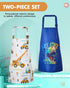 Lictin 2 Pack Kids Apron for Boys Girls - Waterproof Art Apron with Pockets for Cooking, Painting, Baking