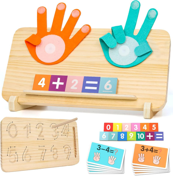 Montessori Math Learning Toys for Toddlers 3-5, Double-Sided Finger Counting & Number