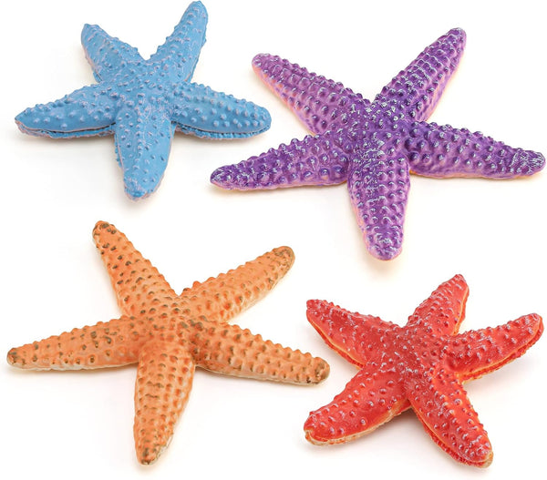 Starfish for Crafts, 4PCS 3 Inch Starfish Decor Ornaments for Kids and Toddler Sea Shells