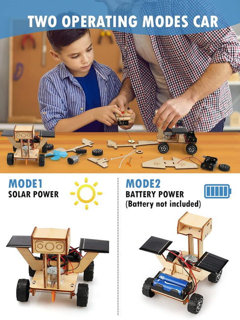 Poraxy STEM Model Car Kits, 5 in 1 Kids Wood Building Kit, 3D Wooden Puzzles for Boys Age 8-12