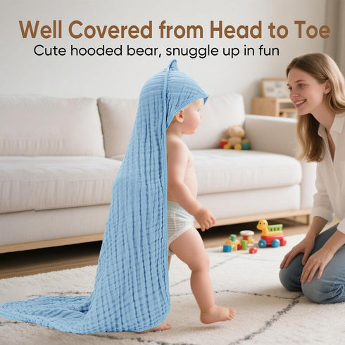 MIGIOL 100% 32 32 Inches, 3 Muslin Baby Towels Cotton Super Soft Muslin Baby Bath Towel - x Suitable for Newborn