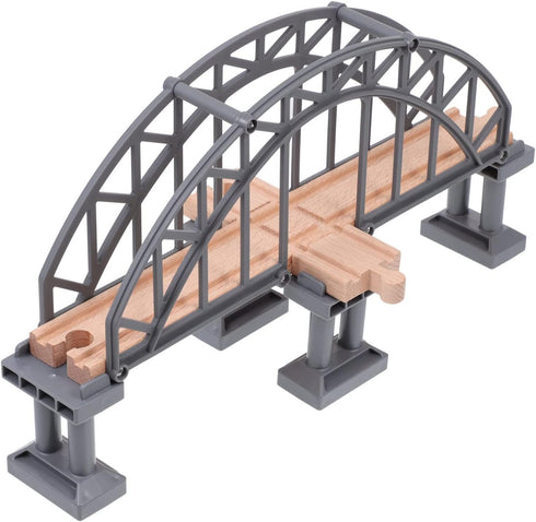 Toyvian Wooden Train Tracks Suspension Bridge Toy - Children Railway Toy Accessory for Kids