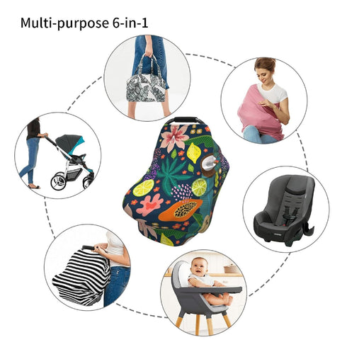 Schgap Tropical Garden Fruits Car Seat Cover for Baby Nursing Cover Breastfeeding Baby Carrier Cover Stretchy Carseat