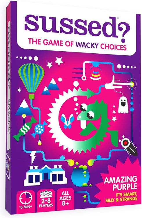 SUSSED The Game of Wacky Choices, Social Card Game for Kids, Fun Travel Conversation Cards
