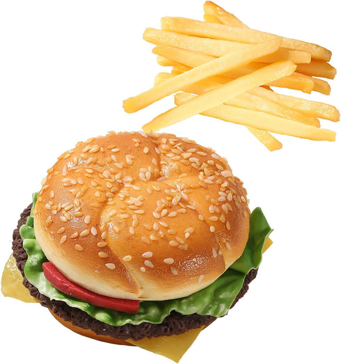 Joeabor Artificial Hamburger & 12 Artificial French Fries Realistic Fake Food for Display