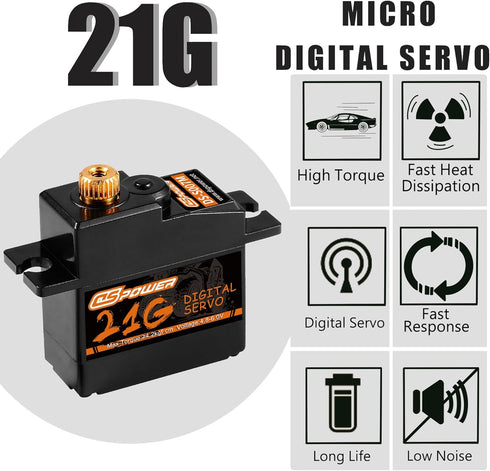 DSPOWER 21G 25T 1/18 1/16 1/14 Mini Servo Micro Servo with Arm,Digital Servo Full Metal Gear for RC Crawler Car,Truck