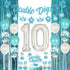 10th Birthday Decorations for Girls, Teal Blue Double Digits Party Supplies, Number 10 Foil Balloon